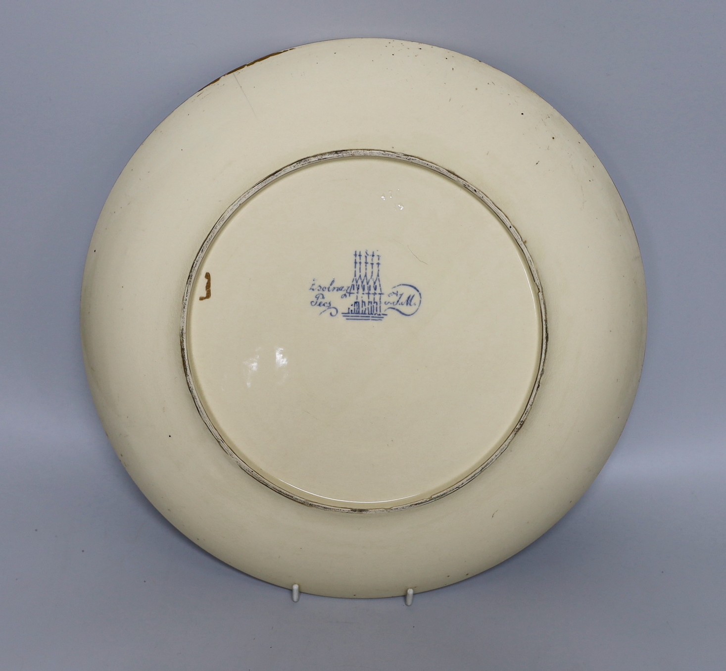 A Zsolnay circular platter, 34cms diameter